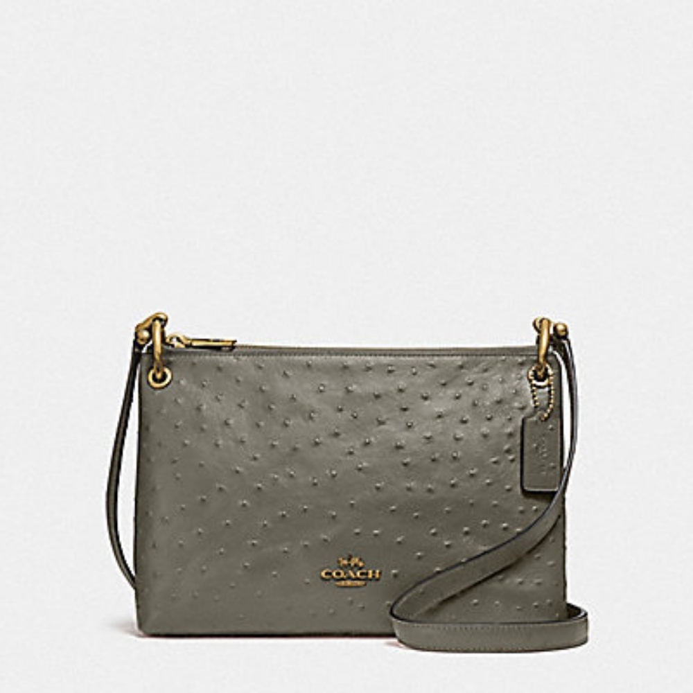 NWT Coach Mia Ostrich Double Zip Crossbody